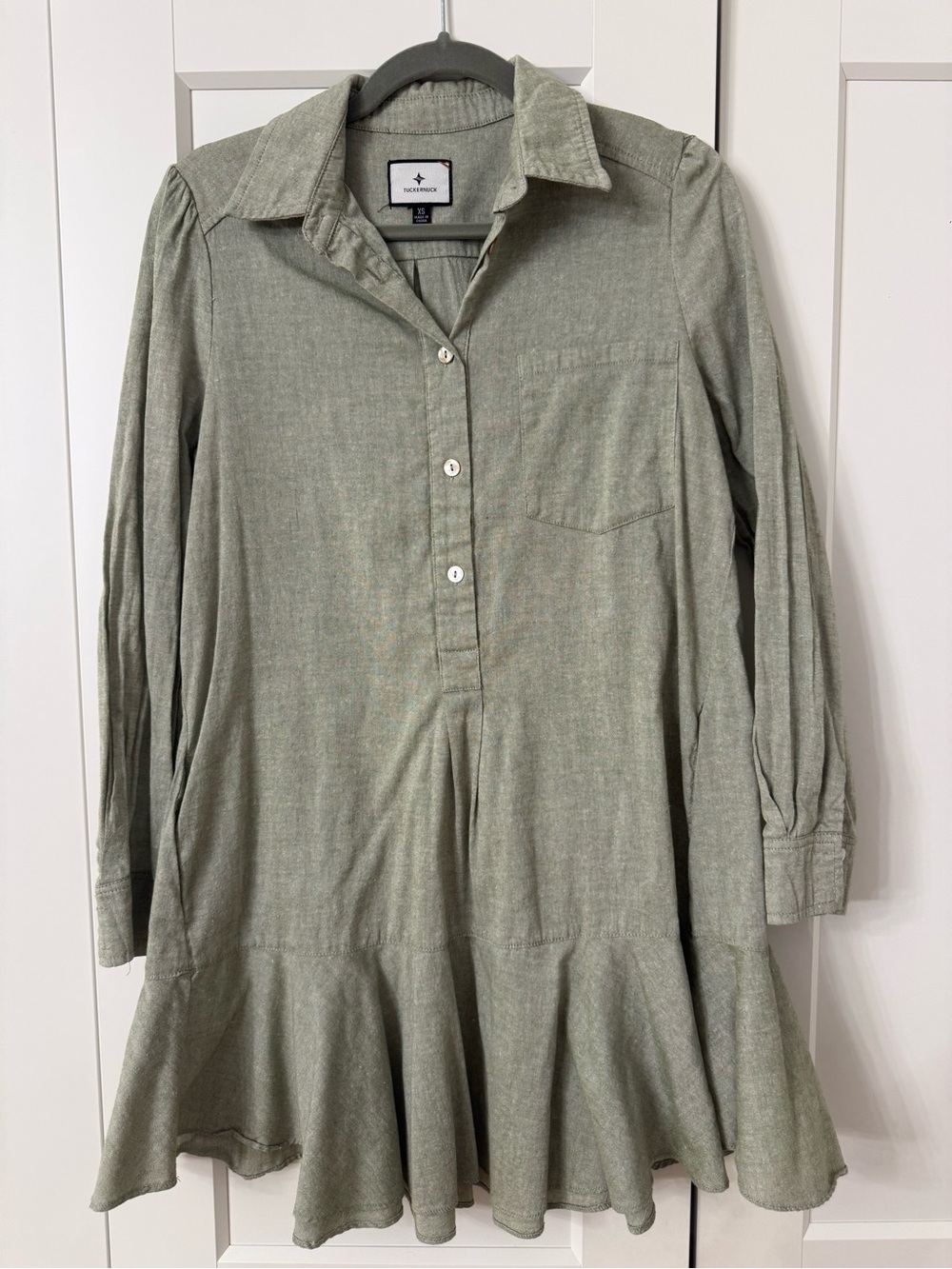 Tuckernuck Sage Green Mini Shirt Dress